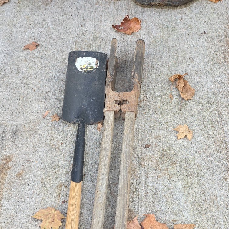 YO-HO Quality Tools Shovel and Wooden Handle Manual Post Hole Digger, Outdoor Utility Set