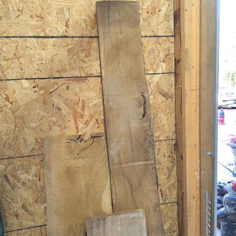 Three Hardwood Chunks Including Oak and Possibly Maple, Largest Board 6.5 Feet, Mostly 1.5 Inch Thick