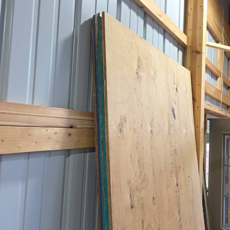 (5) 4x8 Plywood and OSB Sheets, 1 Piece 3/4 in. Plywood, 4 Pieces 1/2 in. Mix Sheets