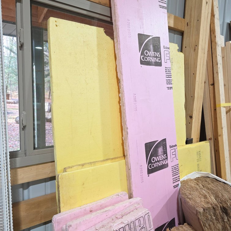 Owens Corning Pink Foam Board, Yellow Foam Board, and Fiberglass Insulation Chunks Assortment
