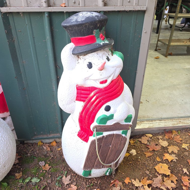 Large 39-Inch Tall Snowman Holiday Blow Mold Yard Decoration with Red Scarf and Black Hat