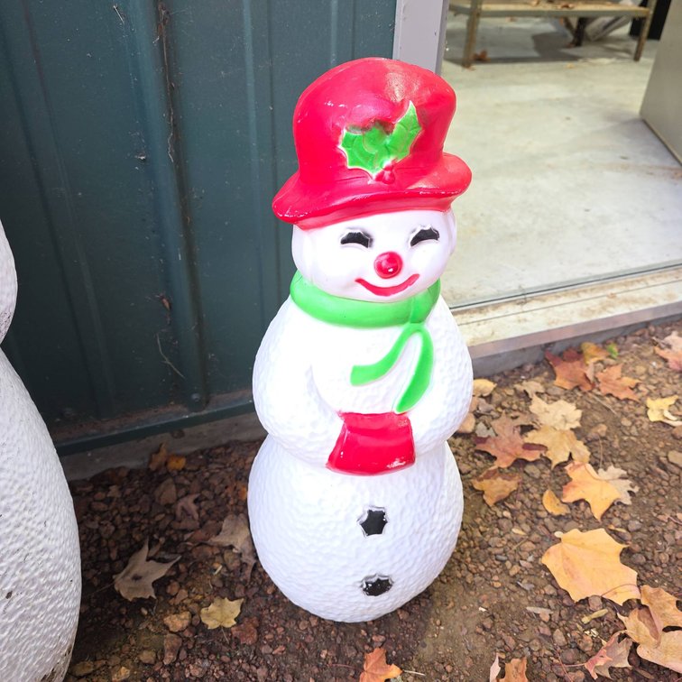 Union Products Inc. Snowman Blow Mold Outdoor Christmas Decoration With Red Hat and Green Scarf, 22" Tall