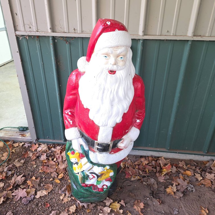 46" Tall Painted Santa Claus Plastic Blow Mold Lighted Outdoor Christmas Decoration, Untested