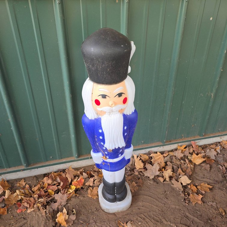 Plastic Nutcracker Soldier Outdoor Holiday Decoration, Blue Uniform, 38 Inch Tall