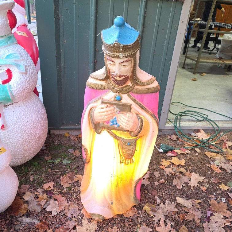 35" Tall Illuminated Hard Plastic Nativity Wise Man Blow Mold Decoration with Electrical Cord