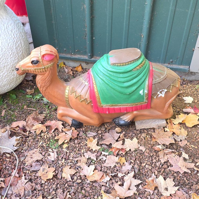 Plastic Camel Holiday Nativity Light-Up Display Figure with Saddle Blanket, 17 Inches Tall
