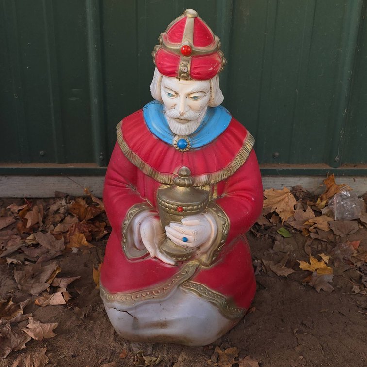 Empire 25" Tall Plastic Christmas Blow Mold Wise Man King Nativity Decoration with Gold Red Accents