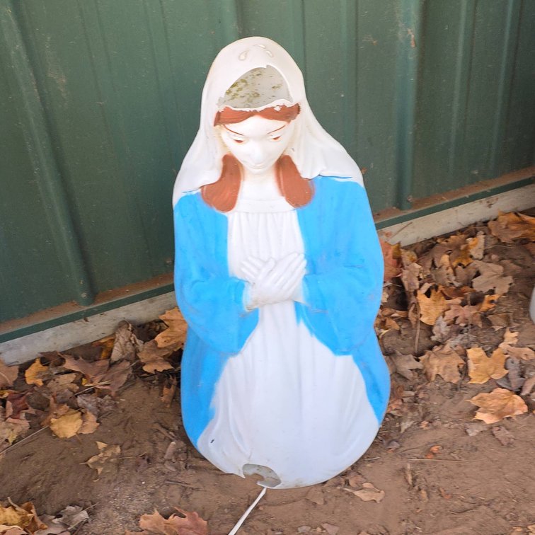 Empire 28" Tall Light-Up Plastic Nativity Mary Figure With Cracks And Holes, Light Untested