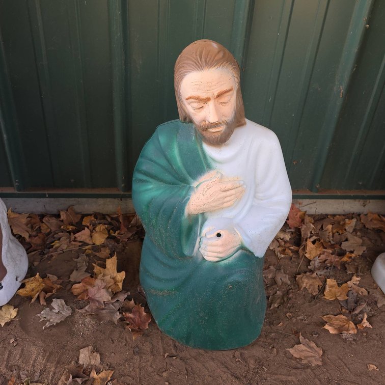 General Foam Plastics 29" Tall Jesus Nativity Blow Mold Figure With Green and White Robe