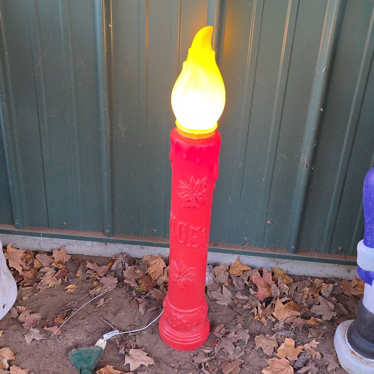 Integrated Plastics 38" Tall Lighted Christmas Noel Candle Blow Mold Decoration, Red and Yellow