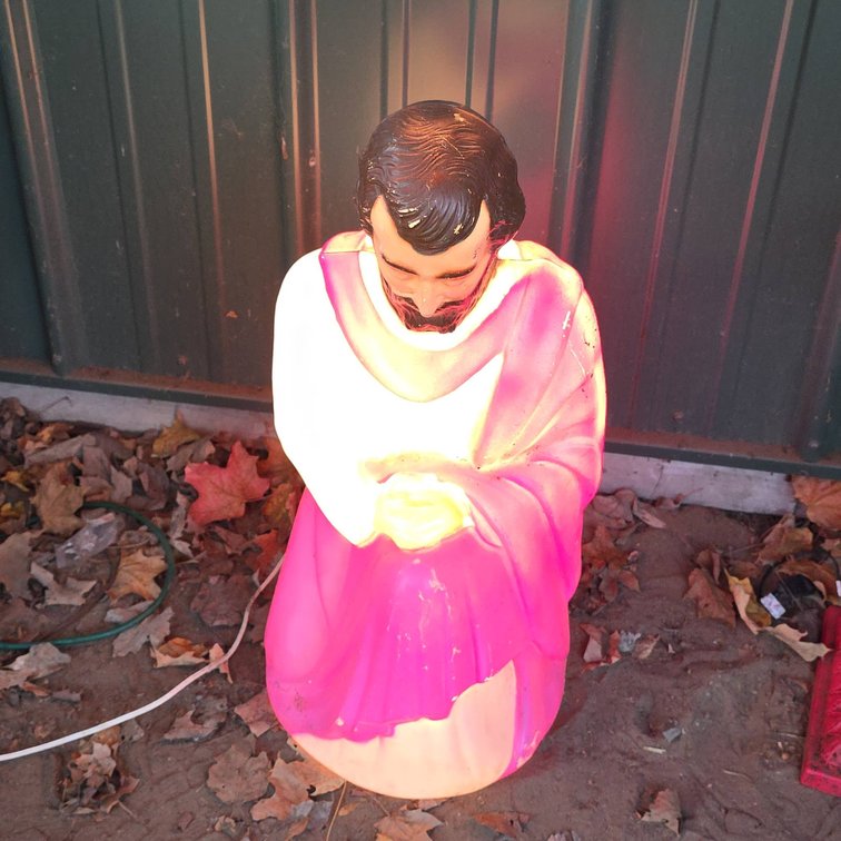 Empire Lighted Plastic Nativity Figure, Kneeling Joseph, 27" Tall, Cat. No. 136964, Working Light