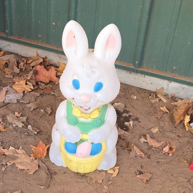 General Foam Plastics Easter Bunny Blow Mold Decoration with Basket, Made in USA, 18" Tall