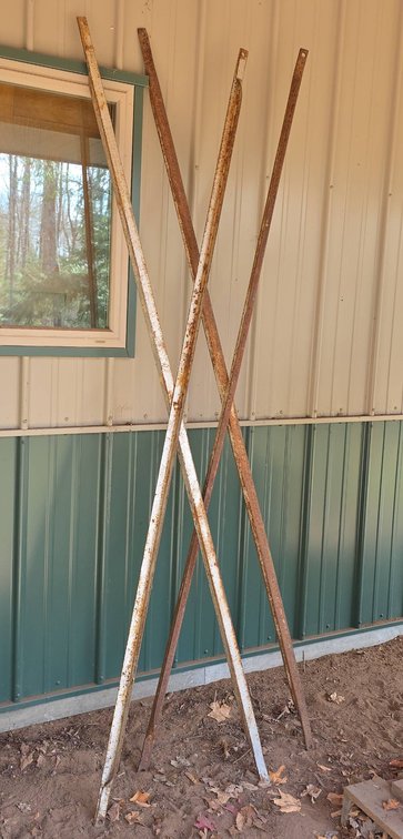 8' Metal Scaffolding Brackets, Heavy Duty Construction Supports With Surface Rust