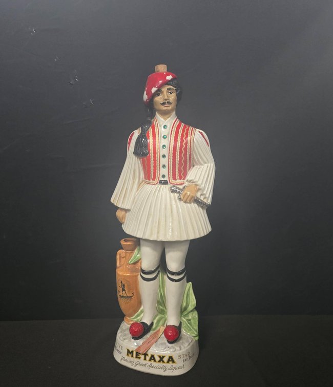 Metaxa Greek Evzone Ceramic Decanter Figurine