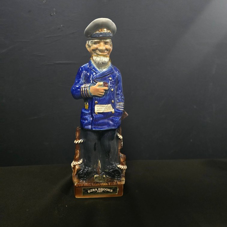 Ezra Brooks 147 Heritage China Captain Decanter, 1971, Whiskey Bottle, 15 Inch