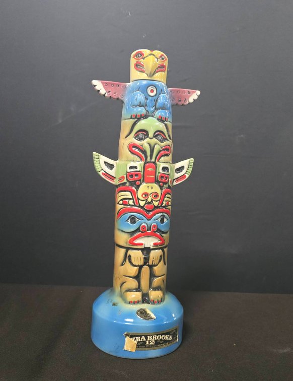 Heritage China 15" Extra Brooks Liquor Bottle Sculpted Totem Pole Decanter
