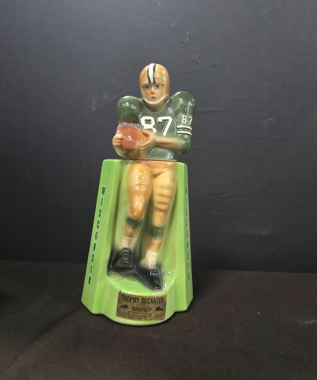 Mr. Boston Wisconsin Football Player Trophy Decanter, Fine Brandy, 1970