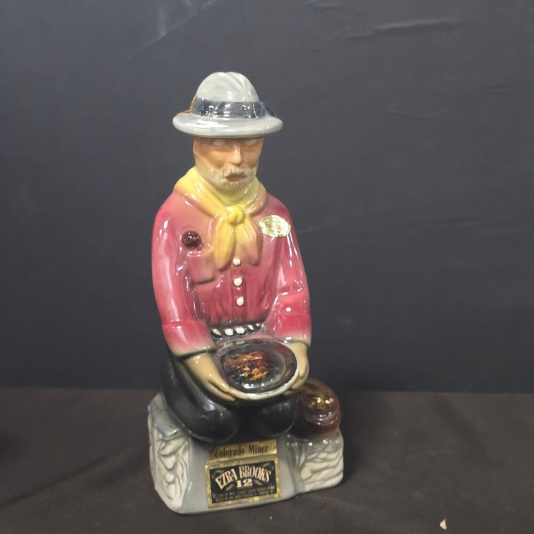 Ezra Brooks Heritage China Colorado Miner Decanter 1969, 12"
