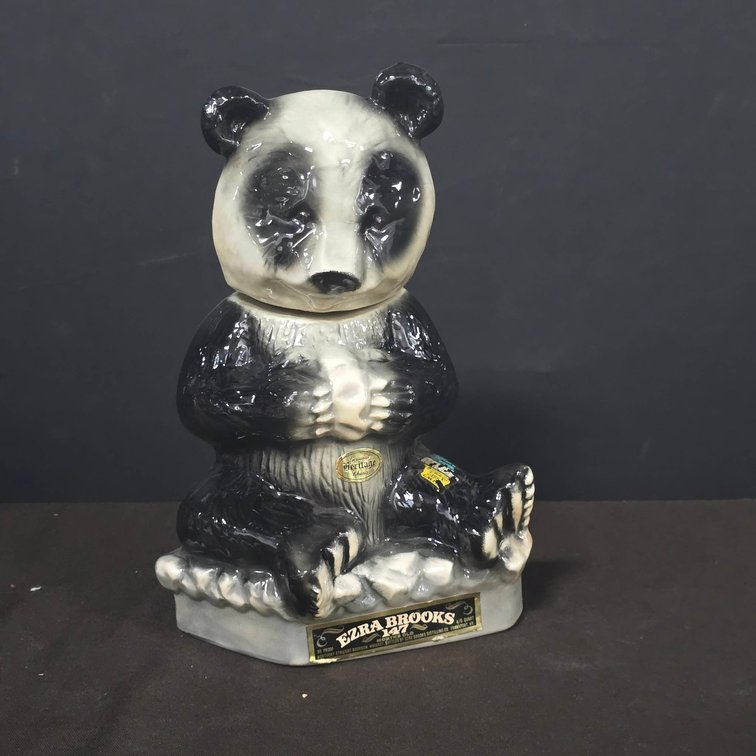 Ezra Brooks Heritage China 1973 Ceramic Panda Bear Decanter Bottle