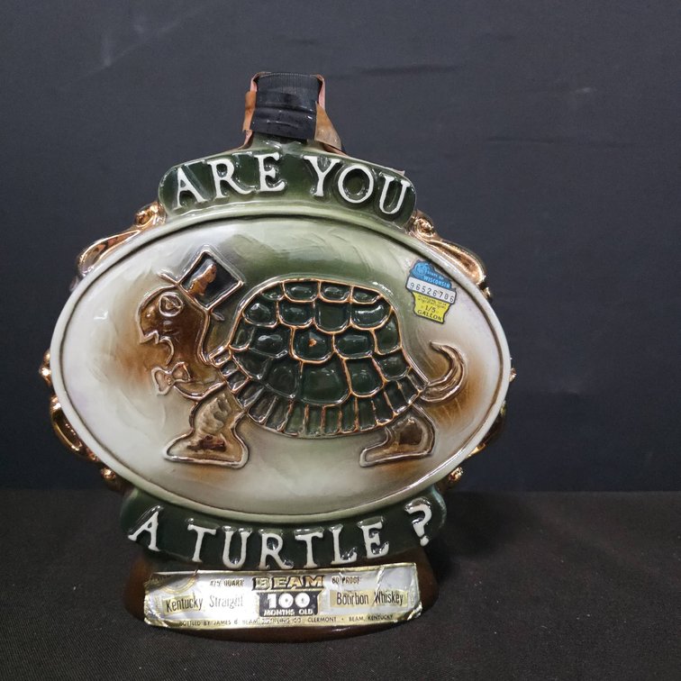 Beam Regal China "Are You a Turtle?" Decanter 1975, 9" Tall, James B. Beam Distilling Co.