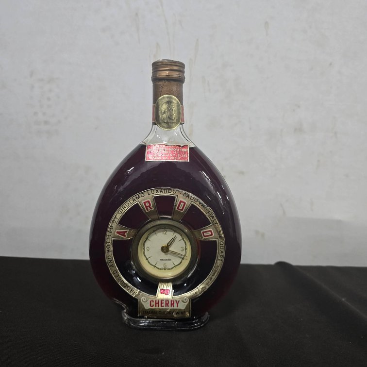 Ardo Cherry Liqueur Bottle With Built-In Clock, Girolamo Luxardo, 10.5 Inch