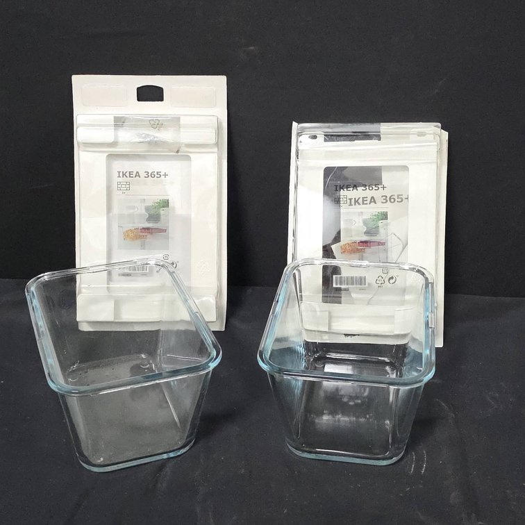 Ikea 365+ Set of 2 Glass Dishes 6 fl oz Each With 2 Mounting Brackets