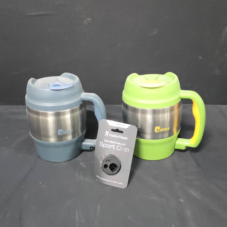 Bubba Insulated Stainless Steel Mugs With Handles and Hydro Flask Sport Cap Accessory