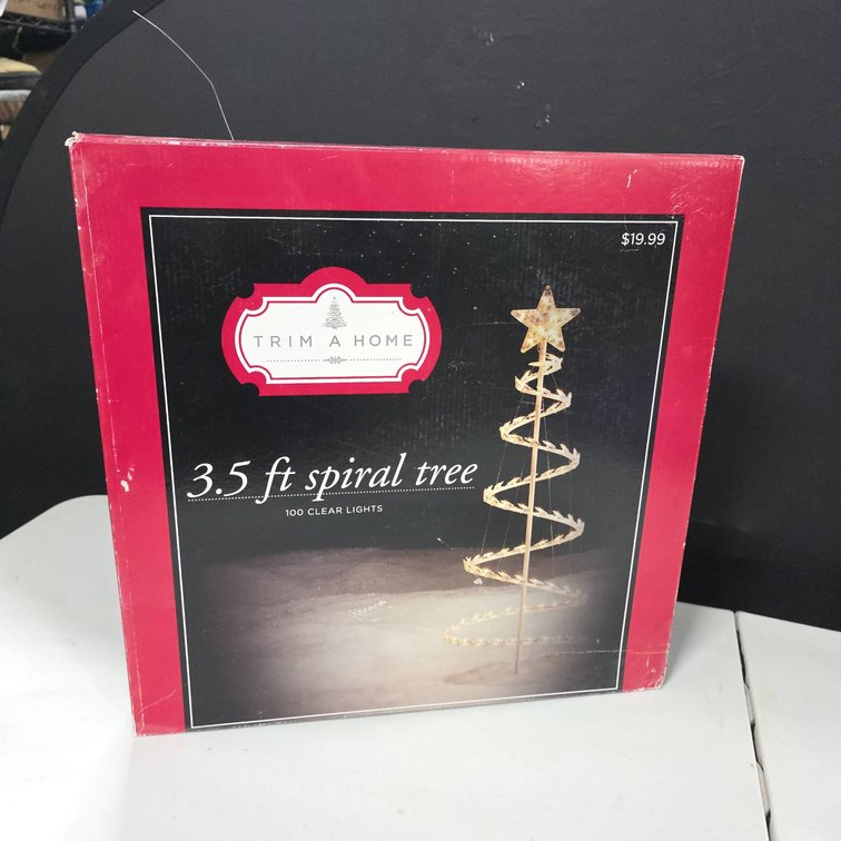 Trim A Home 3.5 Ft Spiral Tree with 100 Clear Lights Holiday Decor