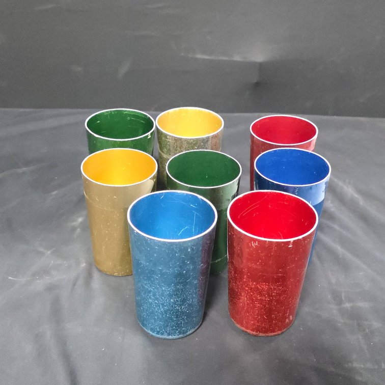 8 ColorCraft Metal Drinking Cups in Assorted Colors, 4.5" Tall, Marked on Bottom
