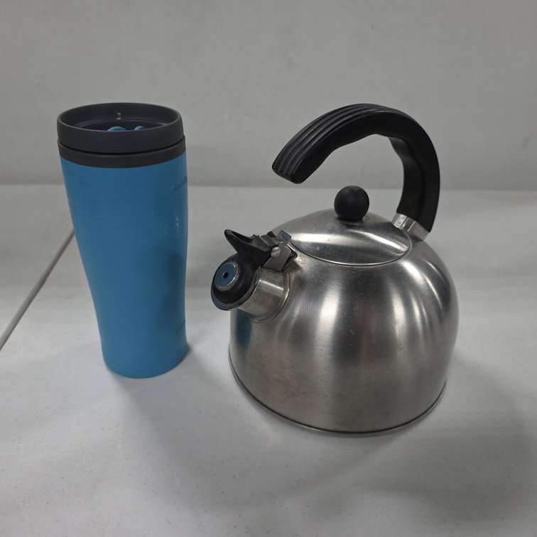 Stainless Steel Tea Kettle and Aladdin Insulated Travel Cup With Lid
