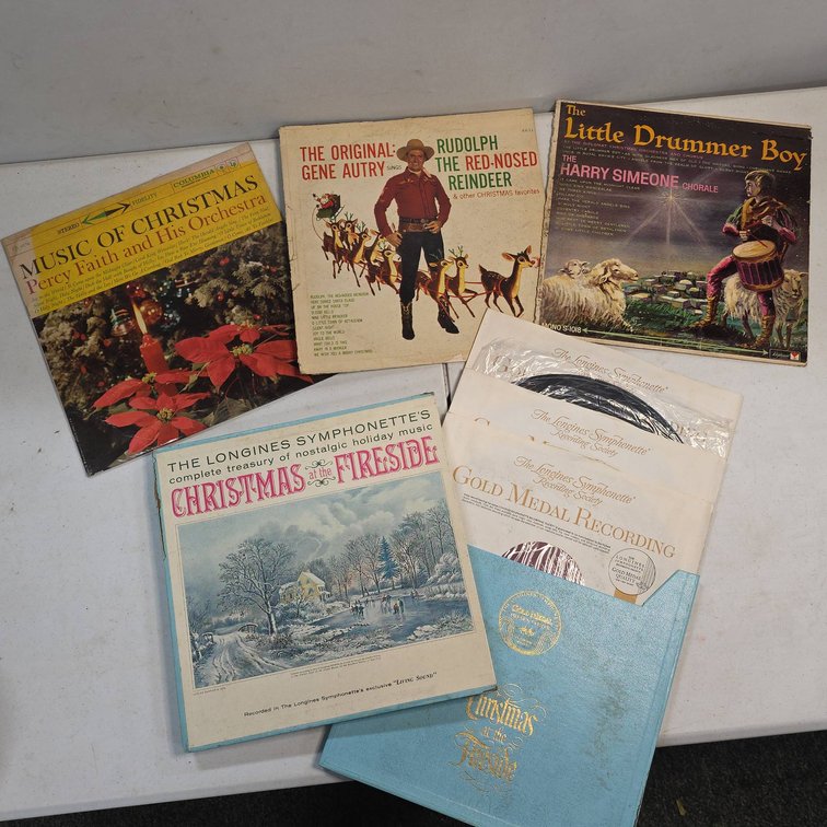 Christmas Vinyl Albums: Little Drummer Boy, Gene Autry Rudolph, Percy Faith, Christmas at the Fireside
