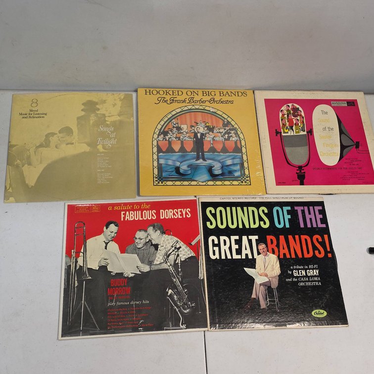 Five Vintage Vinyl Records Featuring Big Band, Early Jazz, Orchestra and Easy Listening Albums