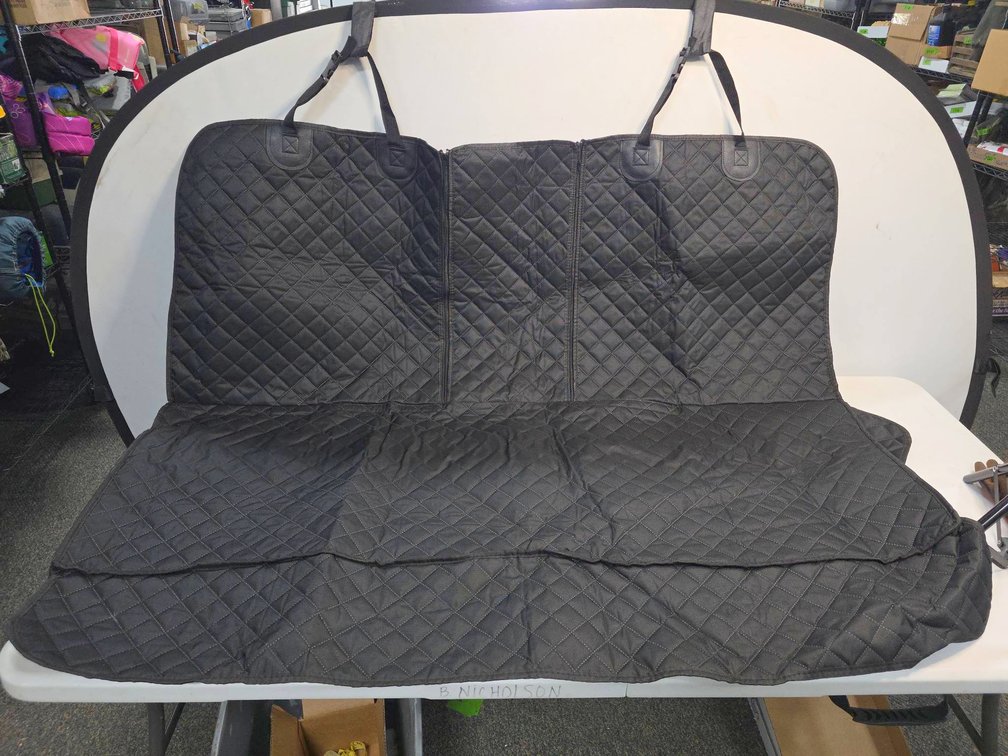 Quilted Black Backseat Protector Cover and Headrest Clips for Pets or Cargol