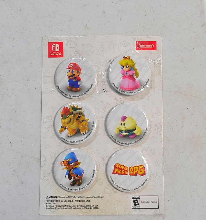 Official Nintendo Super Mario RPG Commemorative Buttons Set of 6, Square Enix Art