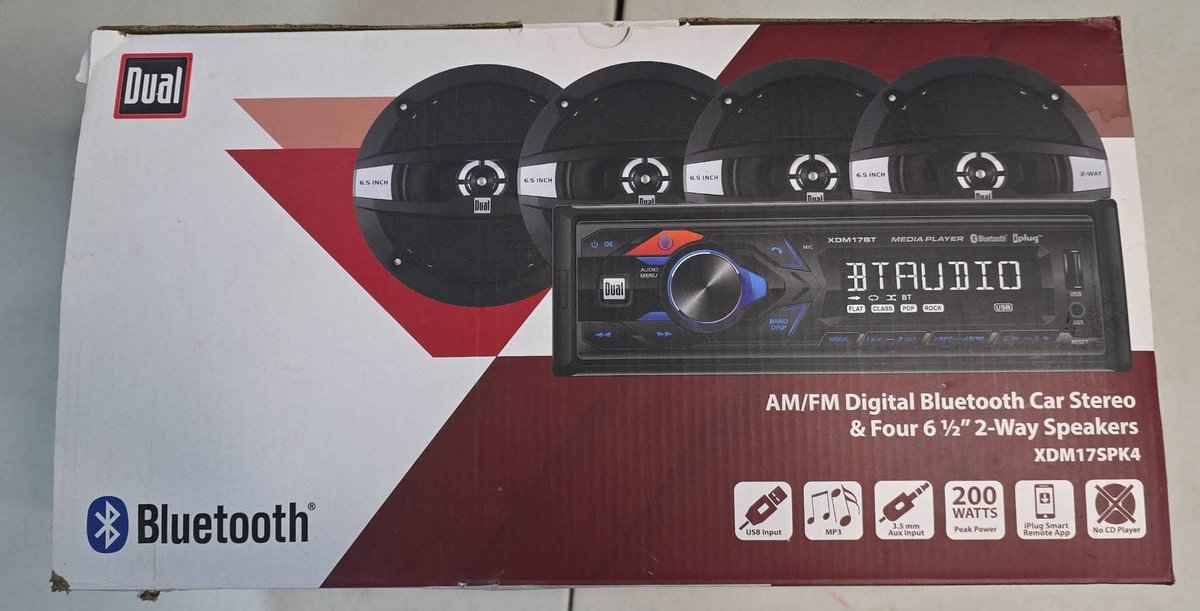 Dual AM/FM Digital Bluetooth Car Stereo with Four 6.5" 2-Way Speakers NIB