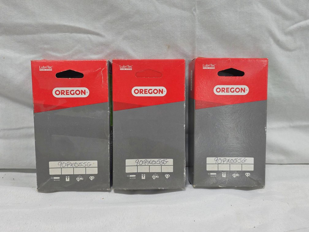 Three New Matching Oregon 90PX055G 3/8" LP .043" Chainsaw Chains 55 Drive Links