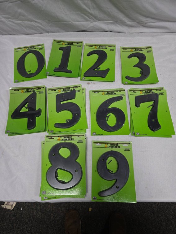 High Visibility 6" Plastic House Numbers With Screws, NIB Various Quantities Included
