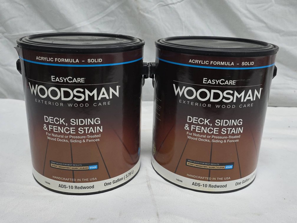 EasyCare Woodsman Deck, Siding & Fence Stain Solid Acrylic ADS-10 Redwood, 2 Full Unopened 1-Gallon Cans