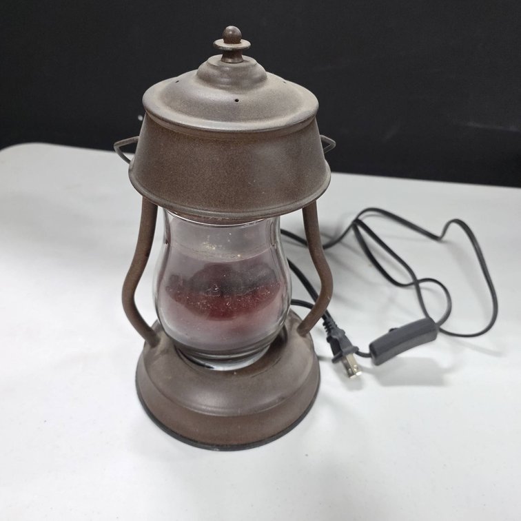 Electric Lantern-Style Candle Warmer with Glass Insert and Power Cord
