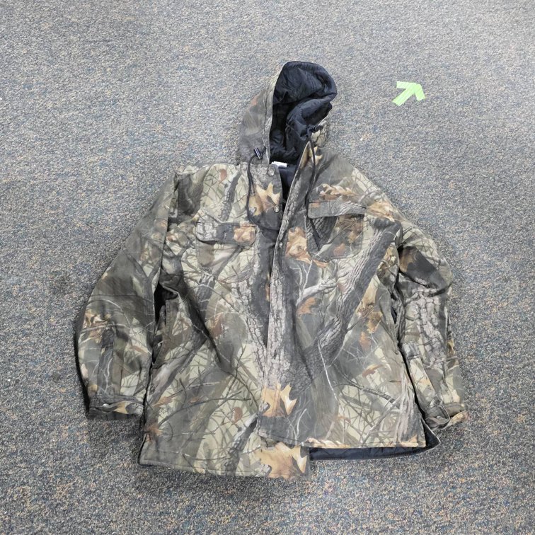 Duxbak Men's Medium Camouflage Cotton Button Up Jacket With Hood