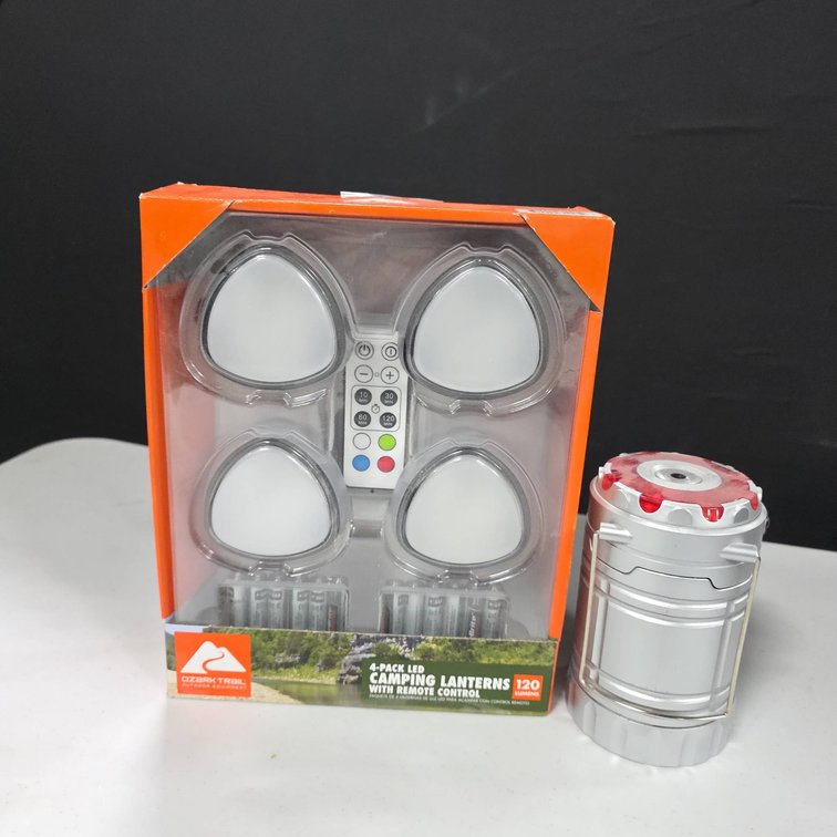Ozark Trail 4-Pack LED Camping Lanterns with Remote Control, Includes Batteries
