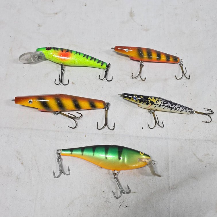 Rapala Finland and Assorted Fishing Lures, Set of 5, 6-Inch Longest