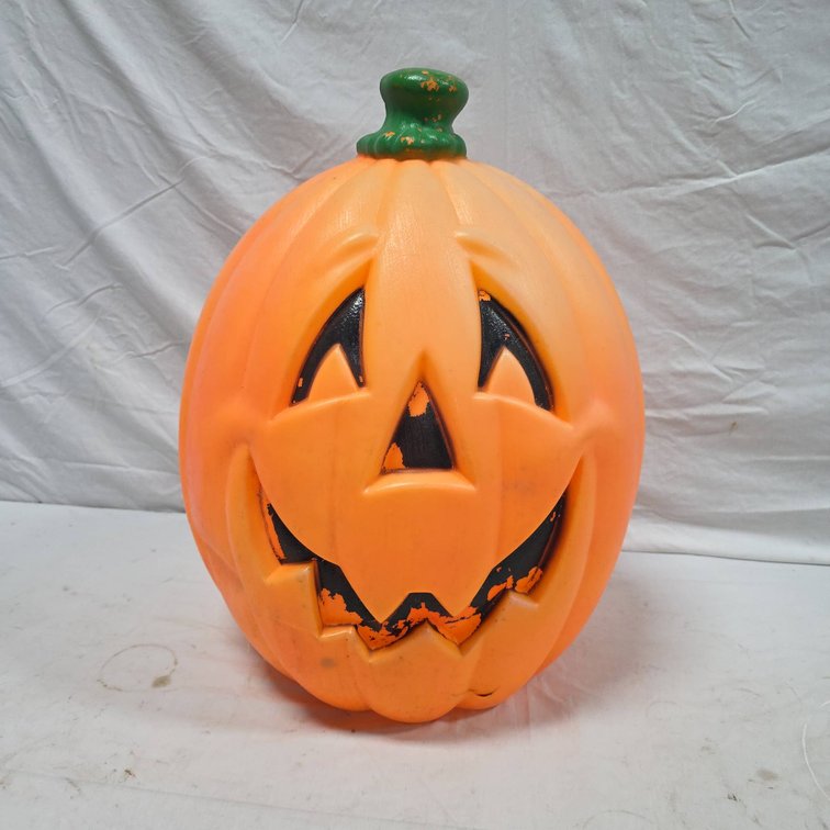 25" Tall Blow Mold Plastic Jack-O'-Lantern Pumpkin Halloween Decoration