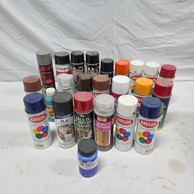 22 Partial Cans Spray Paint Krylon Ace Rustoleum Valspar FolkArt Primer Gloss Enamel
