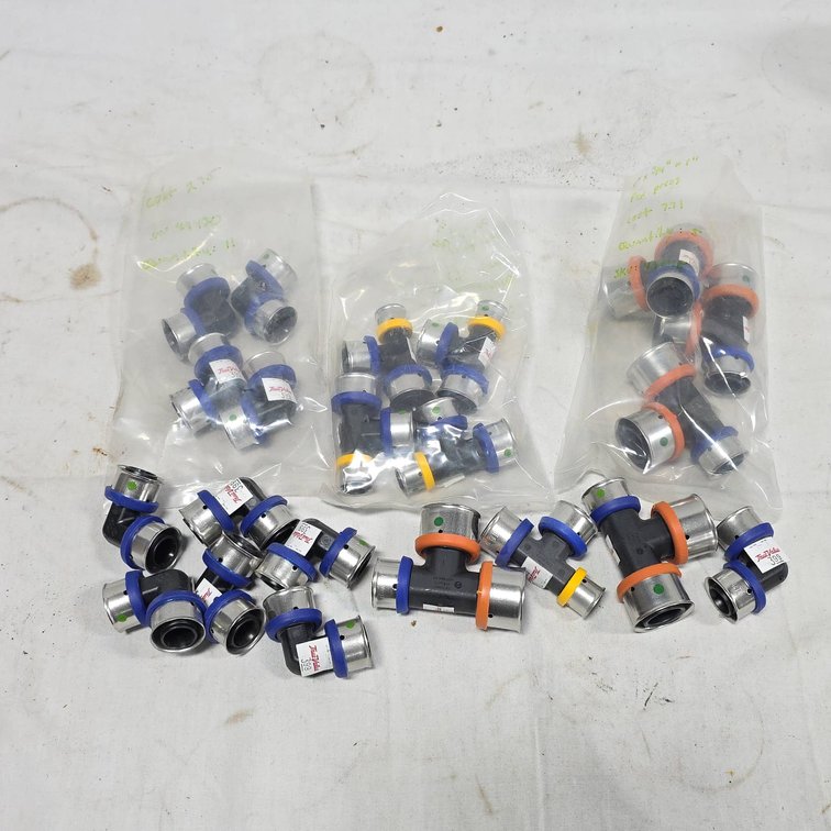 True Value Assorted Metal and Plastic Press Fittings Elbows and Tees, Multi-Color Lot