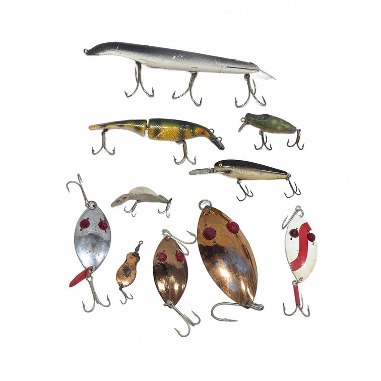 4 Fishing Lures and 6 Spoons Including Rapala Deep Diver 90, Longest 9 Inches
