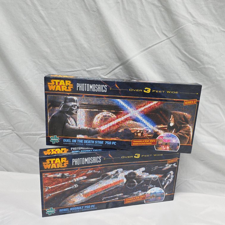Star Wars Photomosaics Panoramic Puzzles, Series 2, Unopened, Duel on the Death Star & Rebel Assault, 750 Pieces