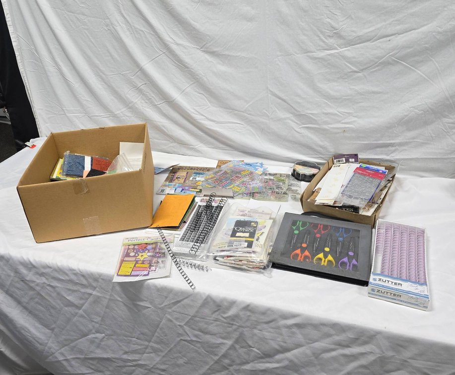 Large Assorted Lot of Cardmaking and Scrapbooking Supplies, Scissors, Zutter Wires, ColorBox Ink