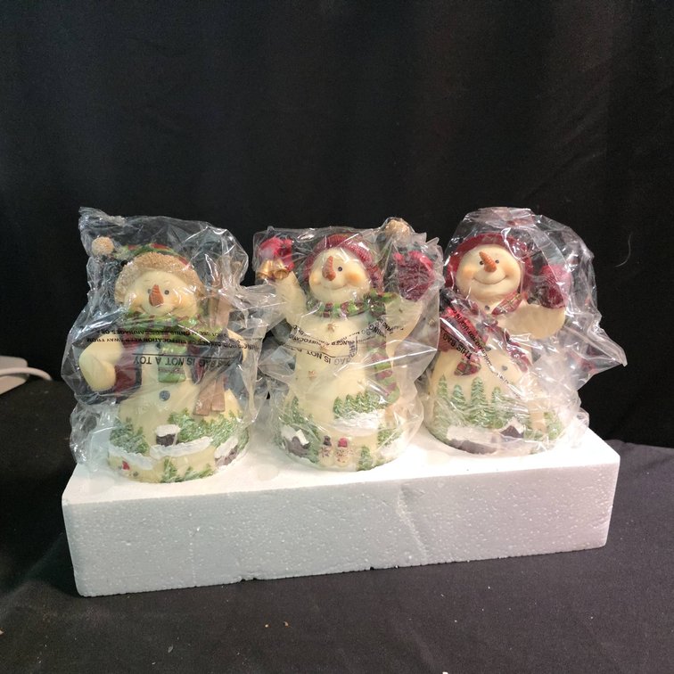 Home Interiors Snowman Figurines Set of 3 Holiday Decor Polyresin Made in China