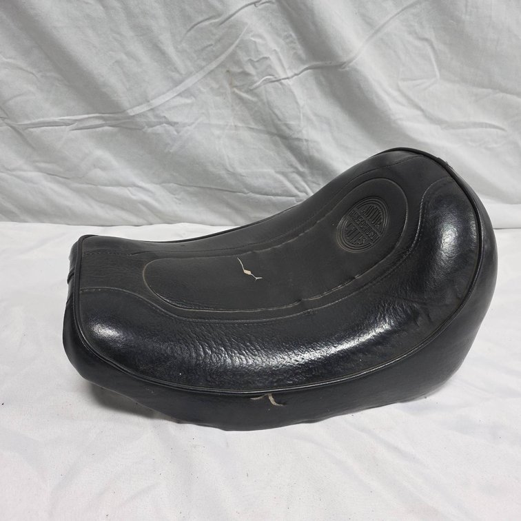 Harley-Davidson Black Leather Motorcycle Seat with Embossed Logo, 12" x 17"